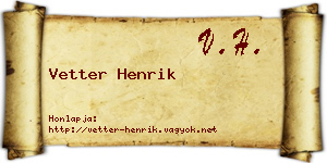 Vetter Henrik névjegykártya